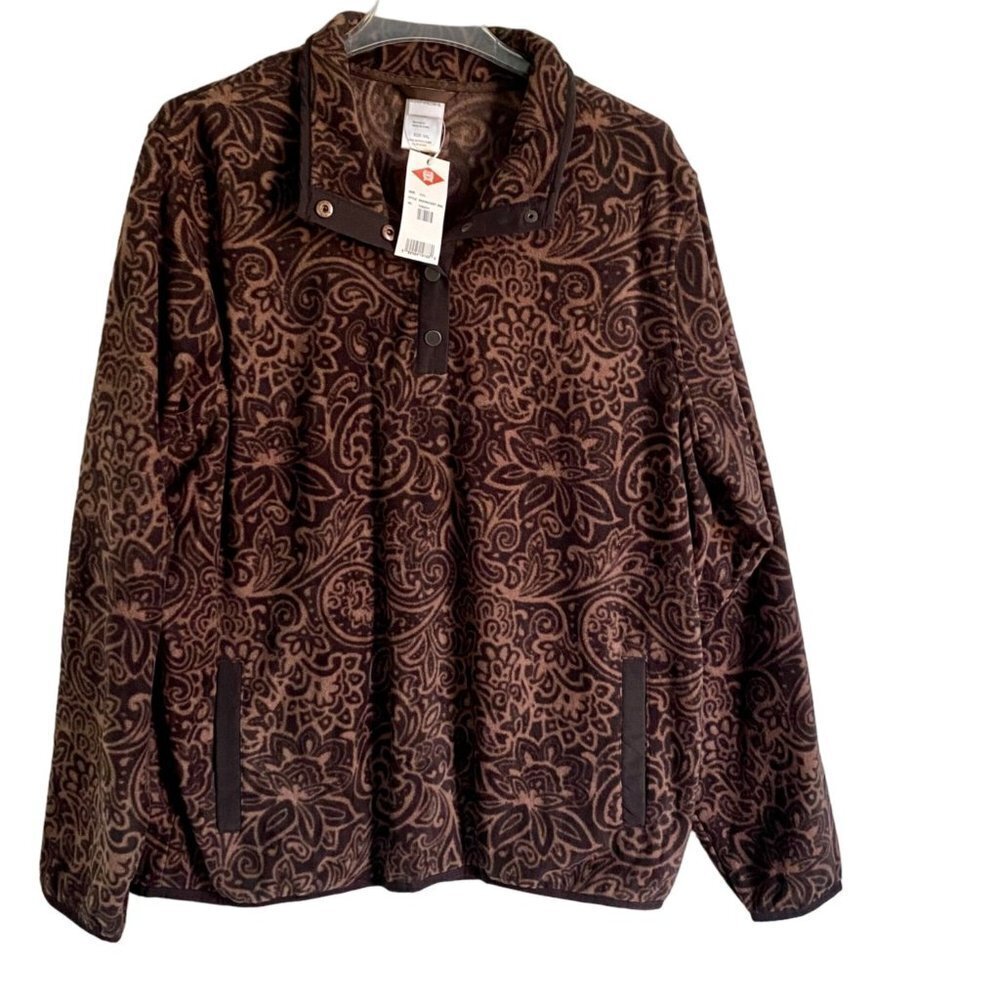 Cinch Fleece Pullover with Quarter Snap and Front Pockets Women's XXL NEW NWT